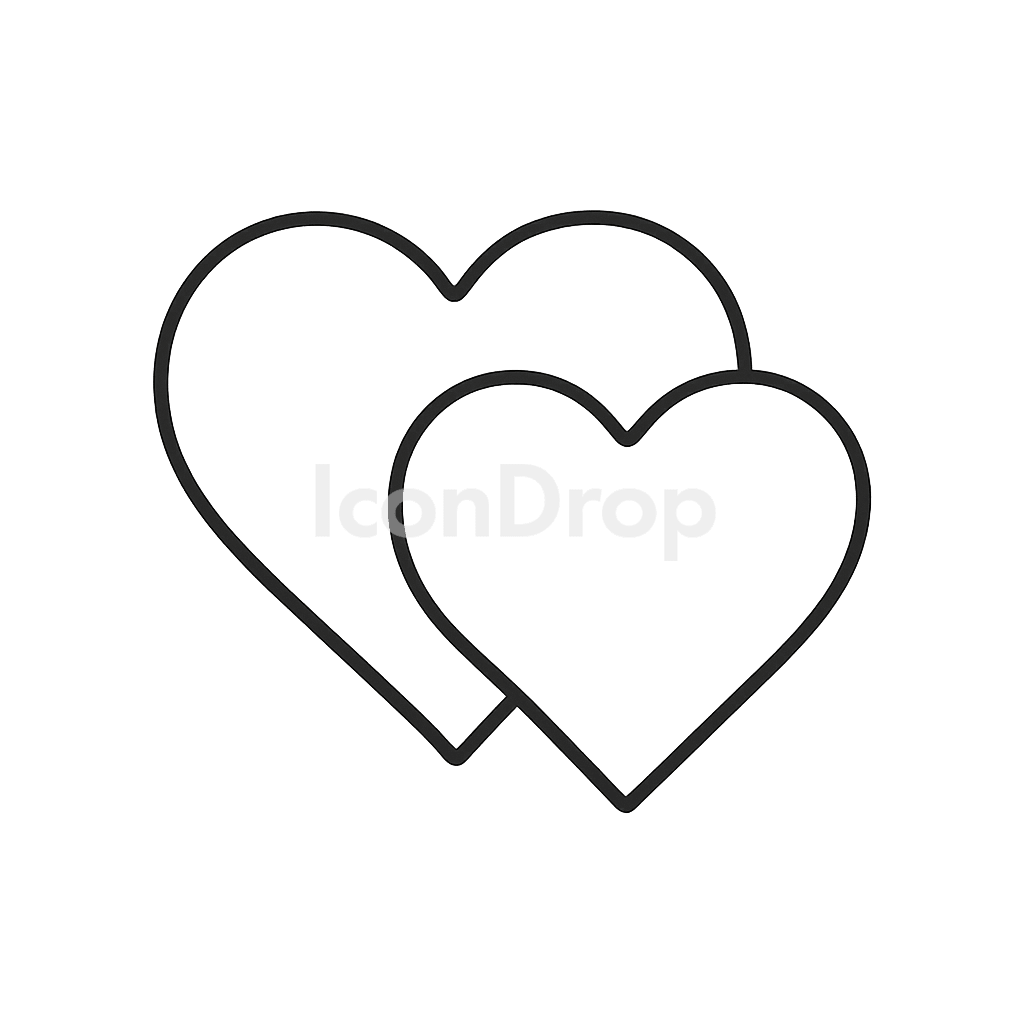 2 Heart Icon Outline