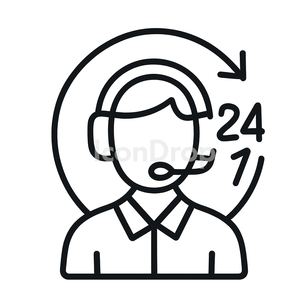 24 7 Customer Service Icon Outline
