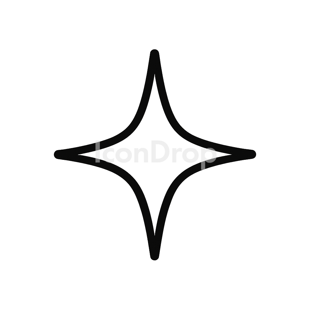 4 Point Star Icon Outline
