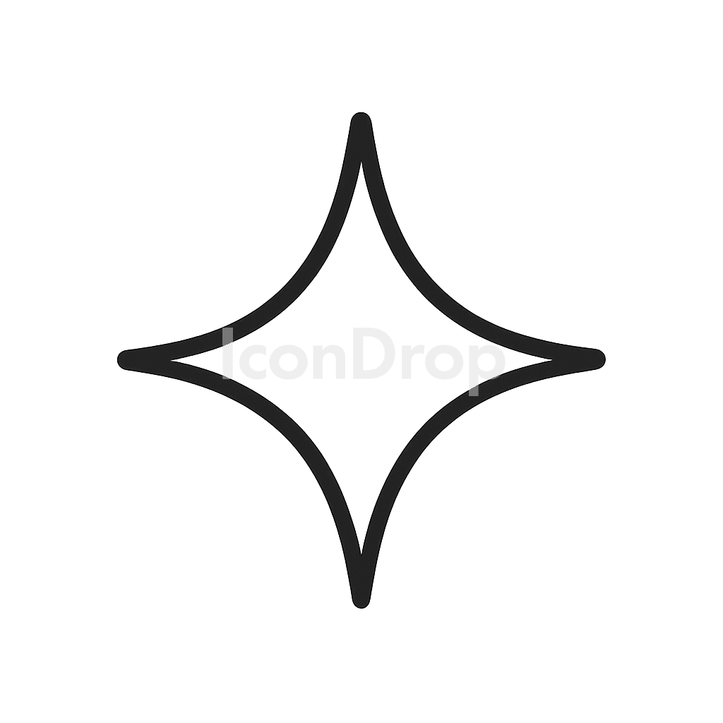 4 Side Star Icon Outline