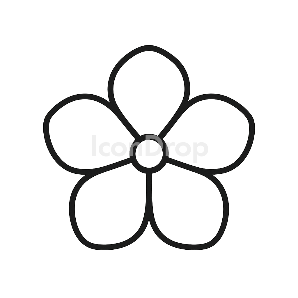 5枚花びらの花のアイコン アウトライン