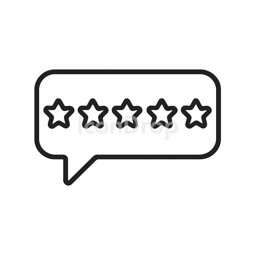 5 Star Reviews Icon Outline
