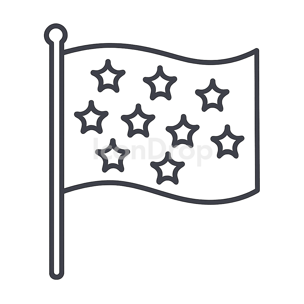 9 Star Flag Icon Outline