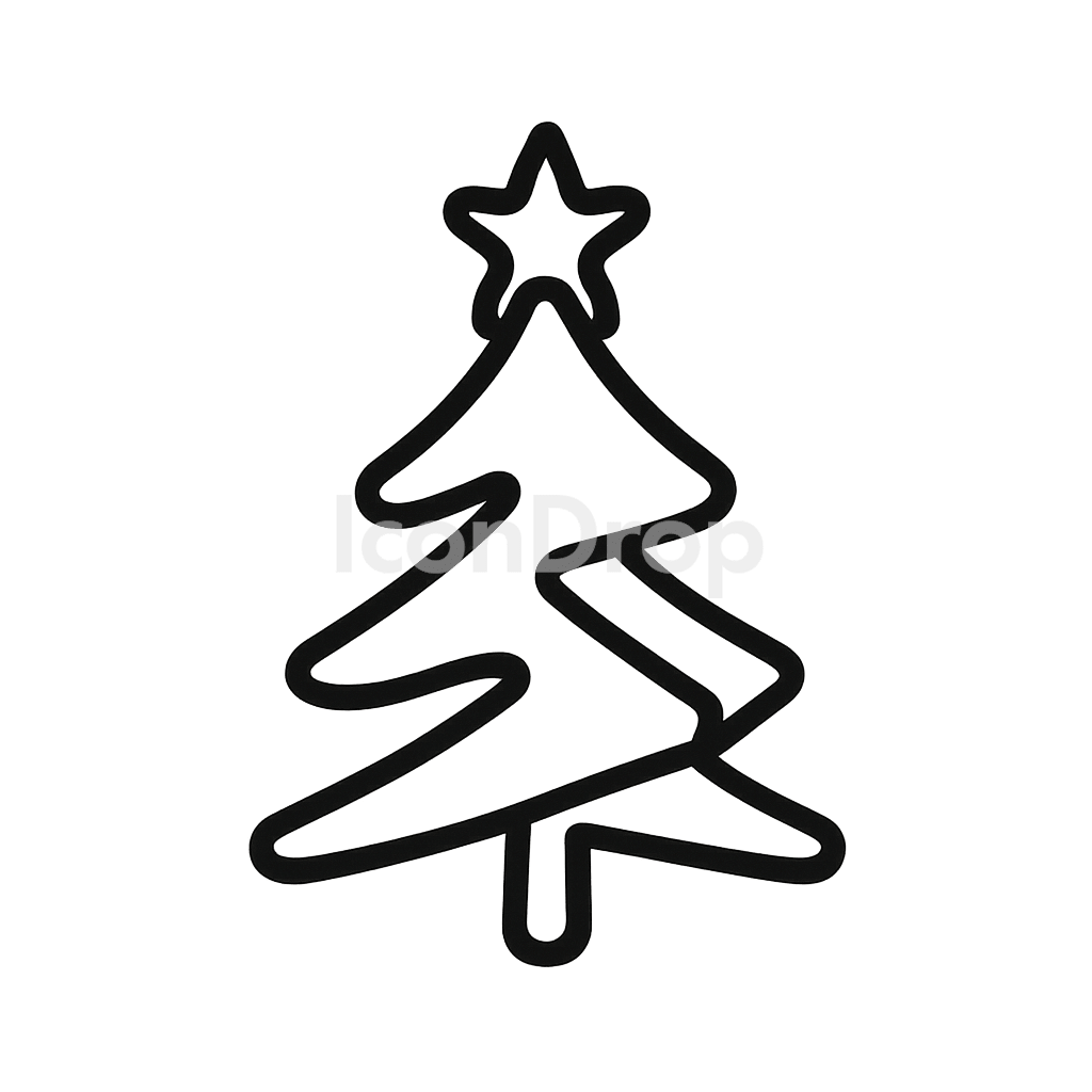 Abstract Christmas Tree Icon Outline