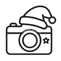 Aesthetic Christmas Camera Icon Outline