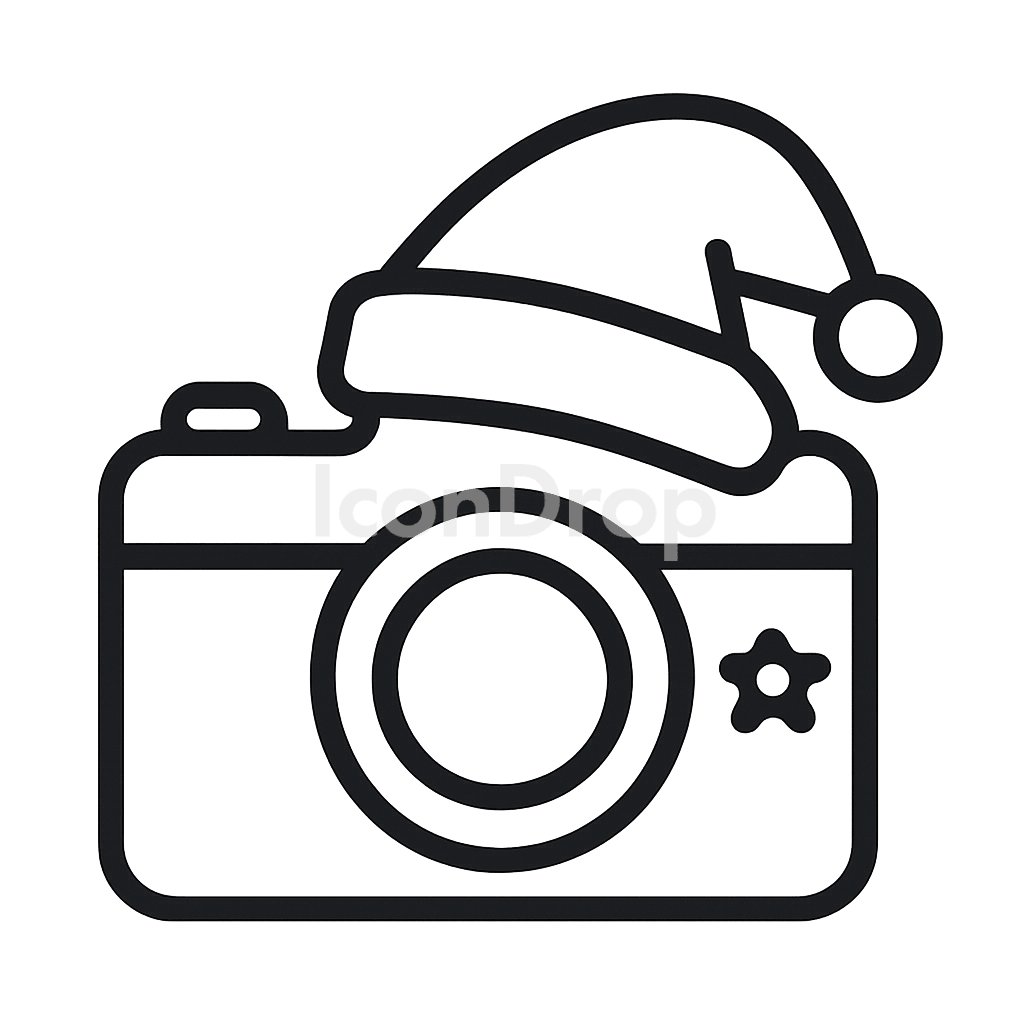 Aesthetic Christmas Camera Icon Outline