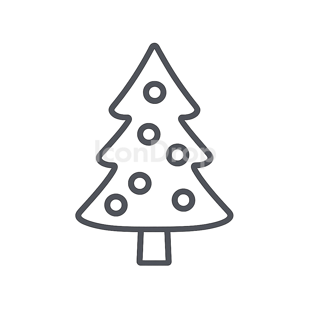 Aesthetic Christmas Tree Icon Outline