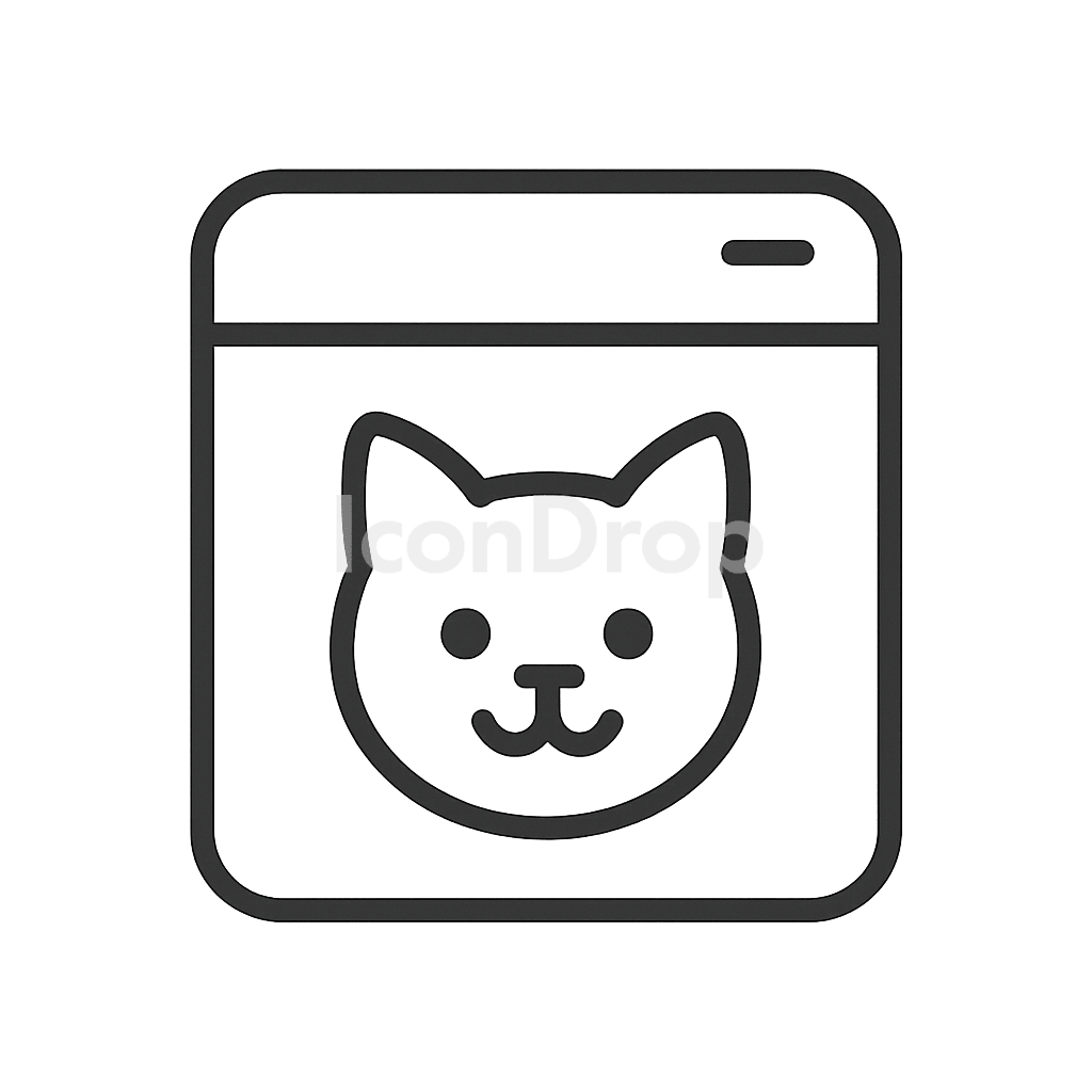 App With Cat Icon Outline