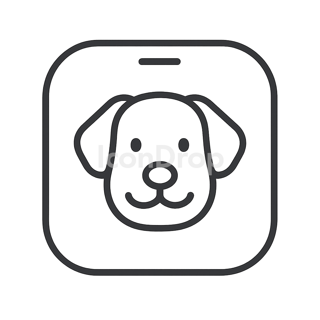 App With Dog Icon Outline