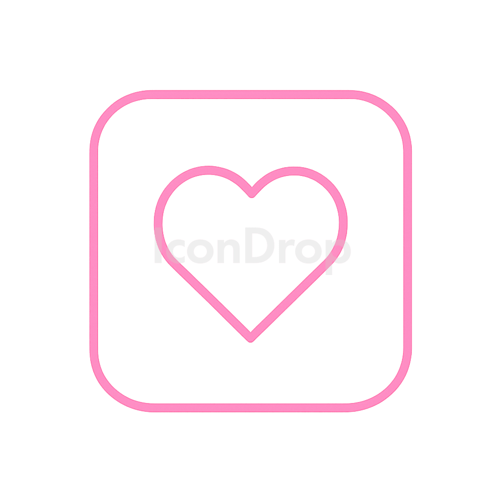 App With Pink Heart Icon Outline