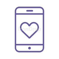 App With Purple Heart Icon Outline