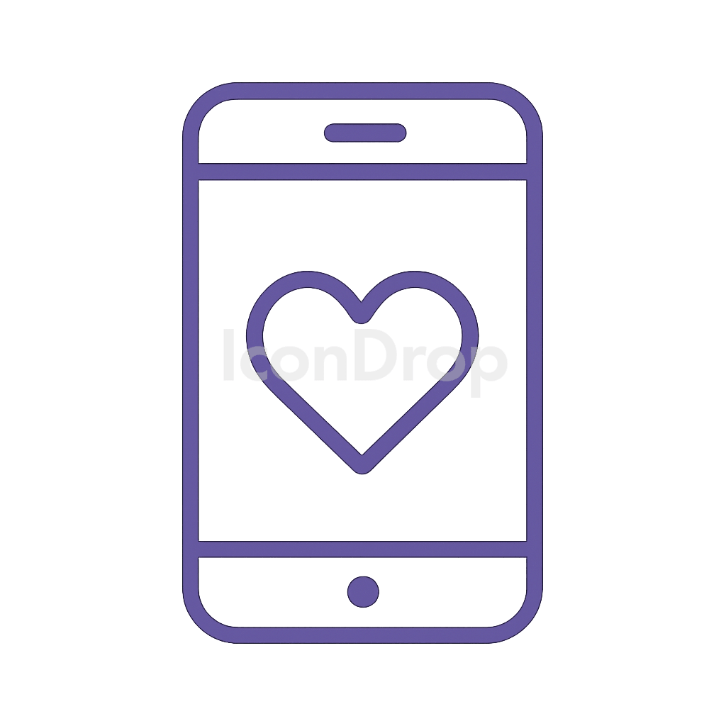 App With Purple Heart Icon Outline