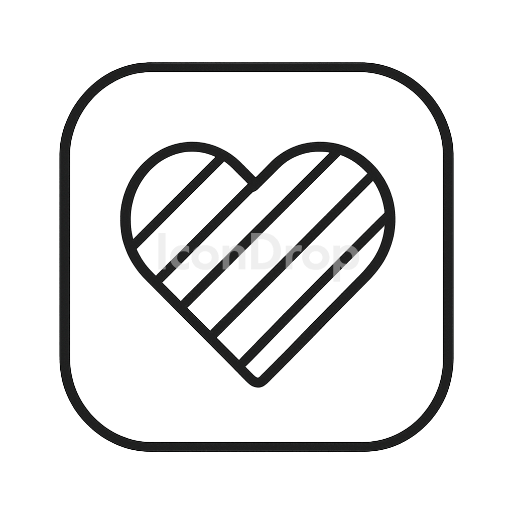App With Rainbow Heart Icon Outline