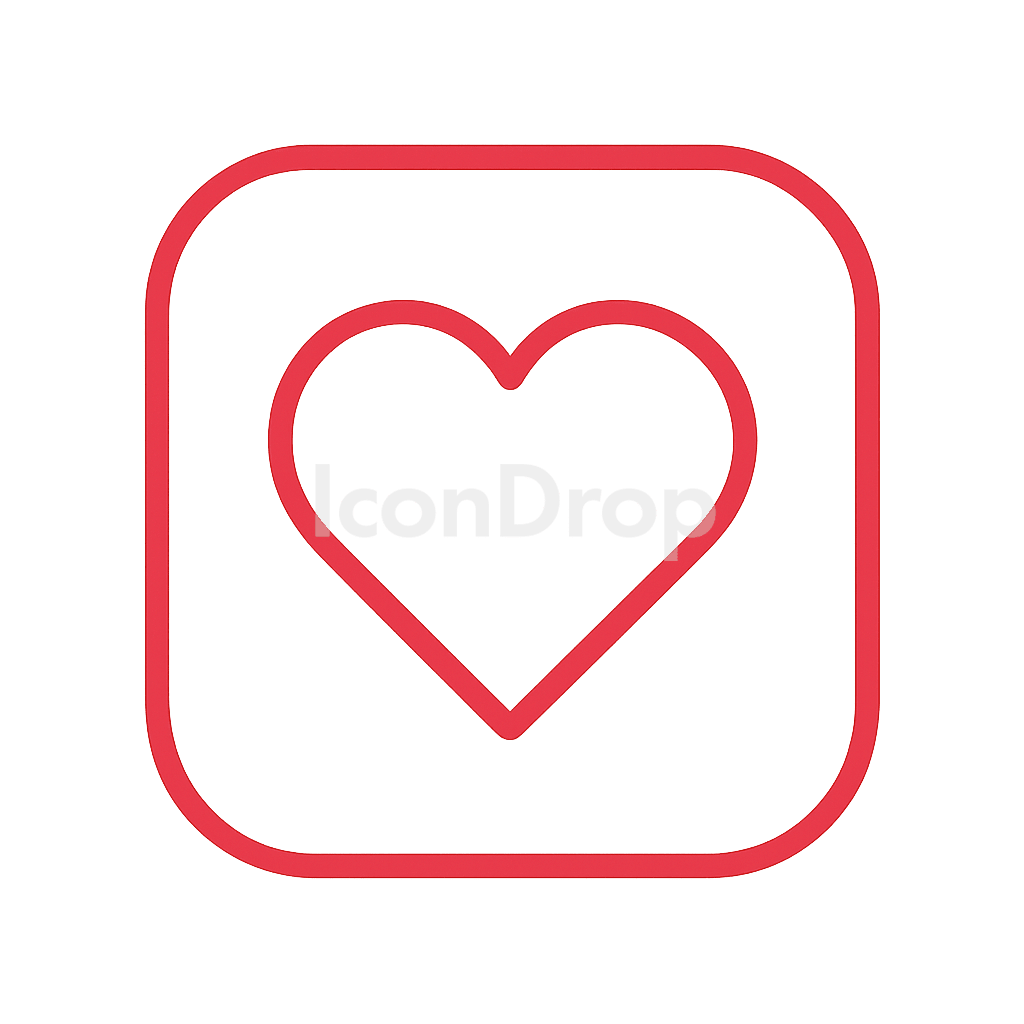 App With Red Heart Icon Outline
