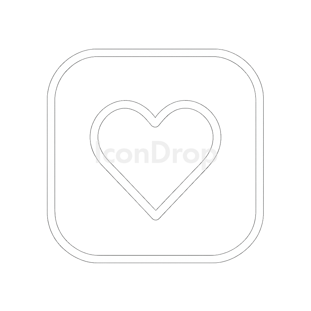 App With White Heart Icon Outline