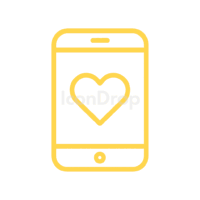 App With Yellow Heart Icon Outline