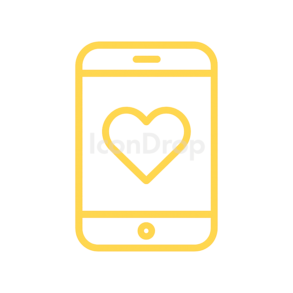 App With Yellow Heart Icon Outline