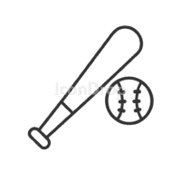 野球のバットとボールのアイコン(アウトライン)