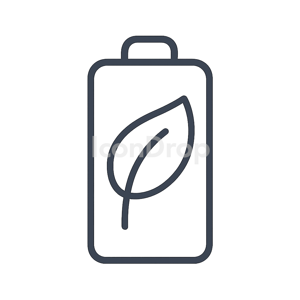 葉っぱ付きバッテリーのアイコン アウトライン