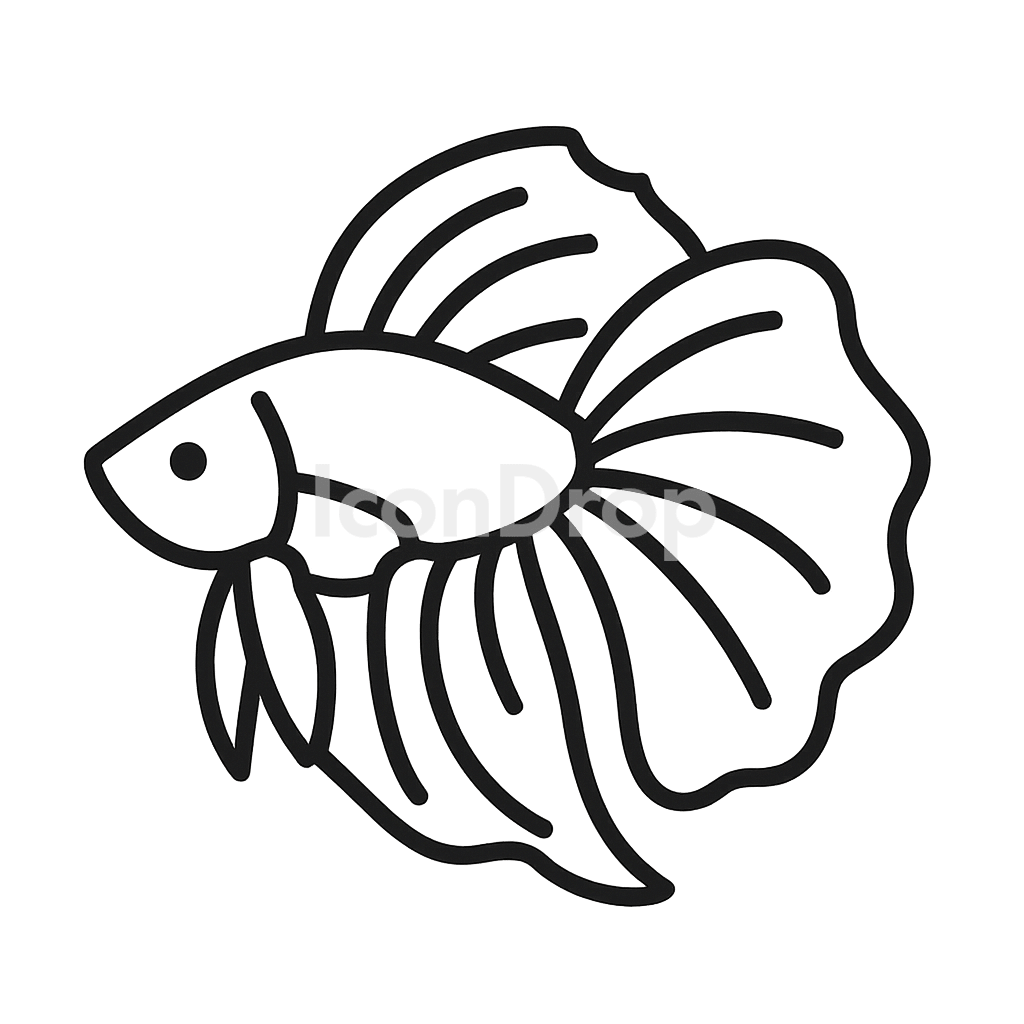 ベタ魚のアイコン アウトライン