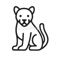 大型猫のアイコン(アウトライン)
