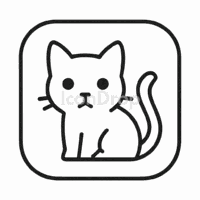 黒猫のアプリアイコン（アウトライン）