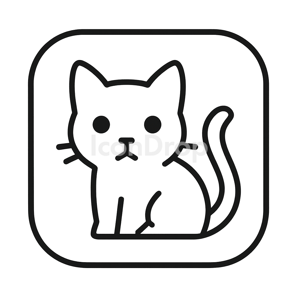 Black Cat App Icon Outline