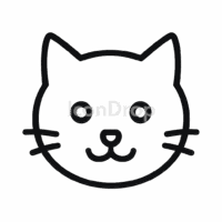 黒猫の顔のアイコン(アウトライン)