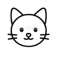 黒猫の頭のアイコン(アウトライン)