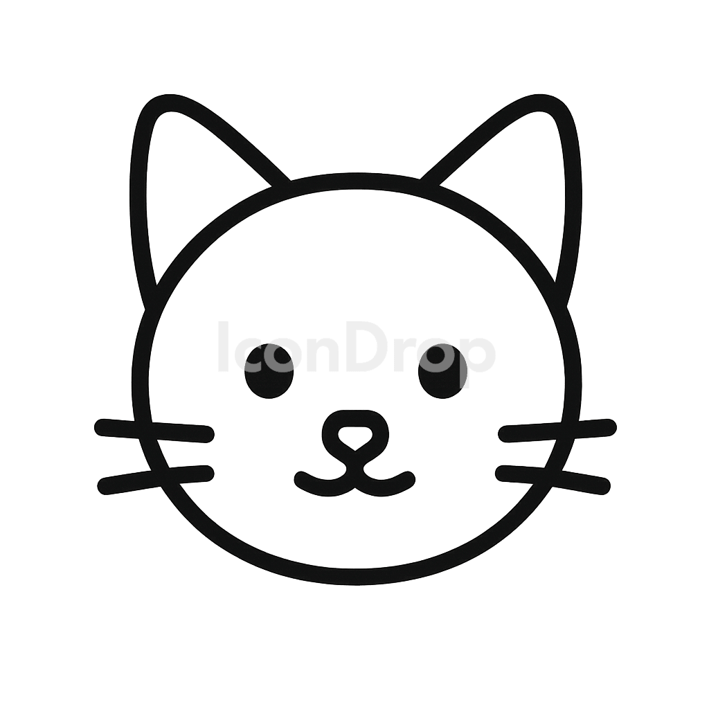 Black Cat Head Icon Outline