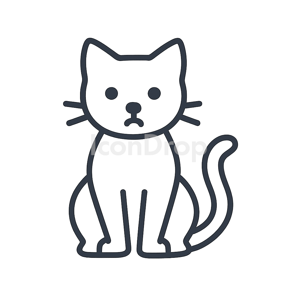 Black Cat Icon Aesthetic Outline