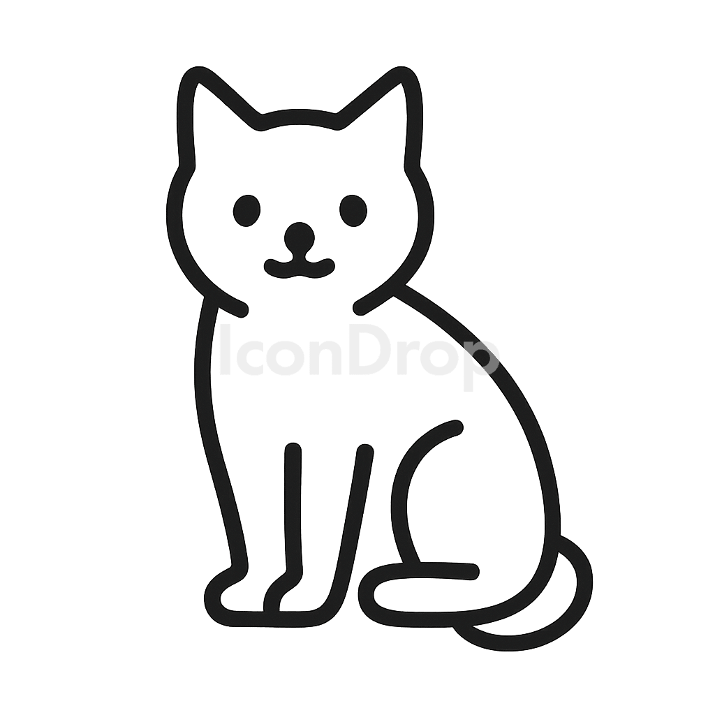 黒猫のアイコン アウトライン
