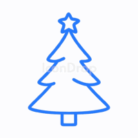 青いクリスマスツリーのアイコン(アウトライン)