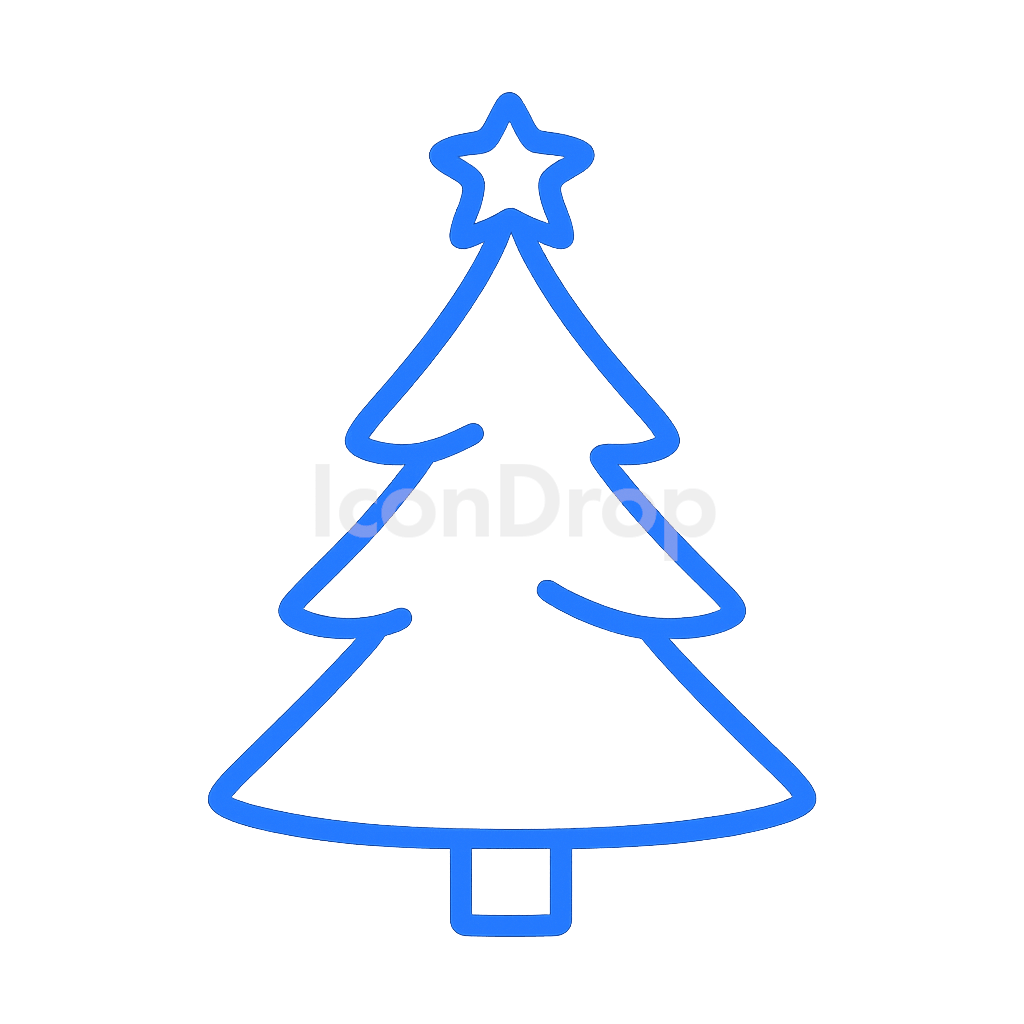 Blue Christmas Tree Icon Outline