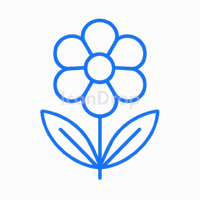 青い美的花のアイコン(アウトライン)