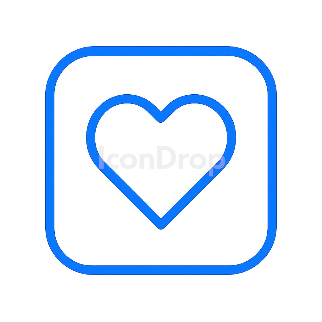 Blue Heart Icon App Outline