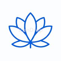 青いハスの花のアイコン(アウトライン)