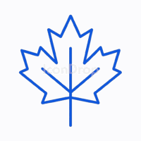 青いカエデの葉のアイコン（アウトライン）