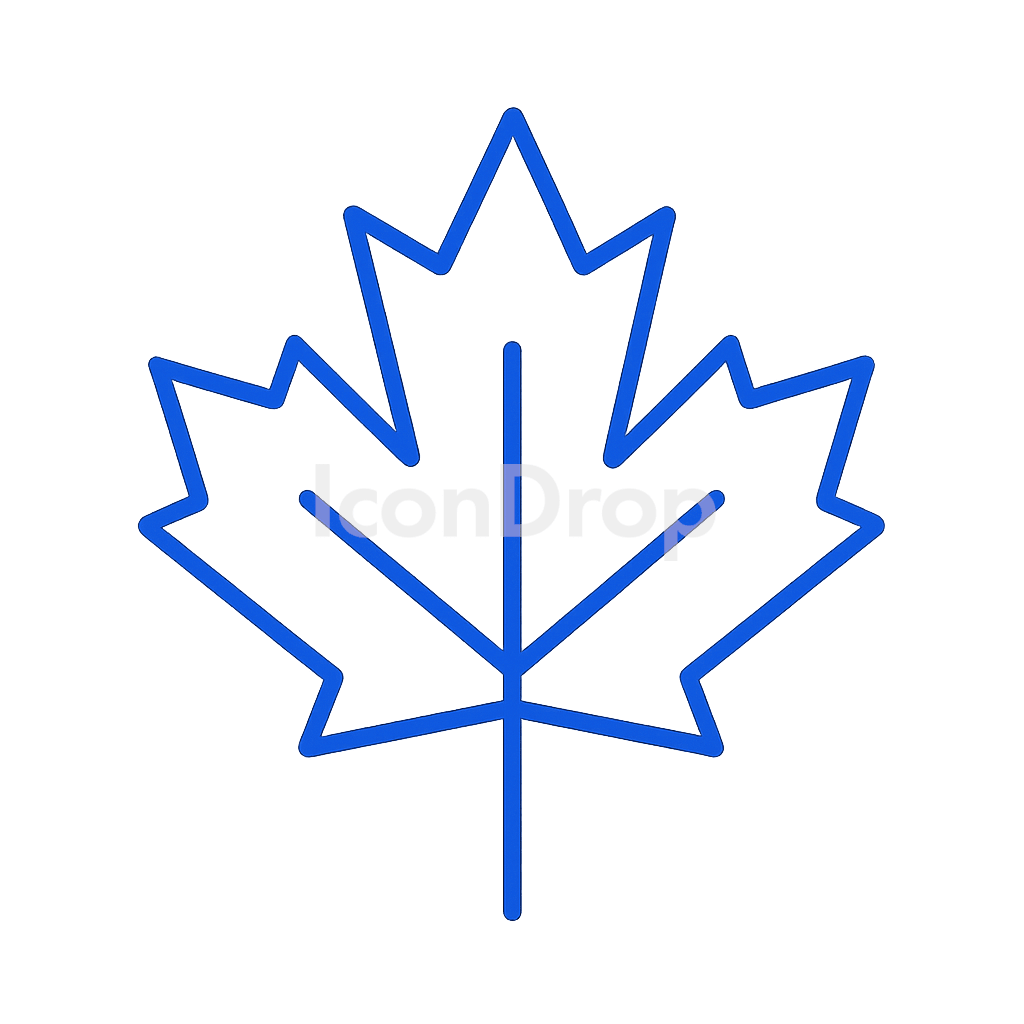 青いカエデの葉のアイコン アウトライン