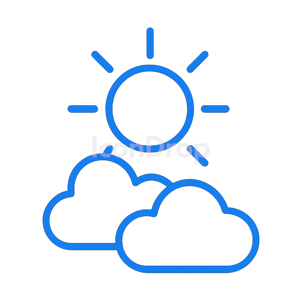 Blue Sky Sun Icon Outline