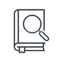 Book With Magnifying Glass Icon Outline