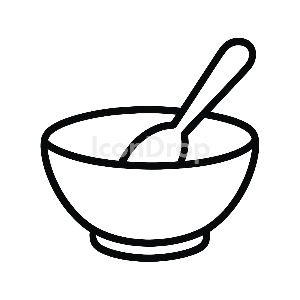 Bowl And Spoon Icon Outline