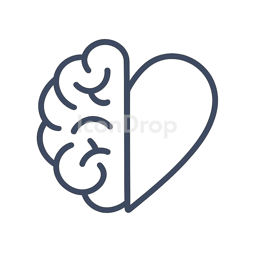 Brain And Heart Icon Outline