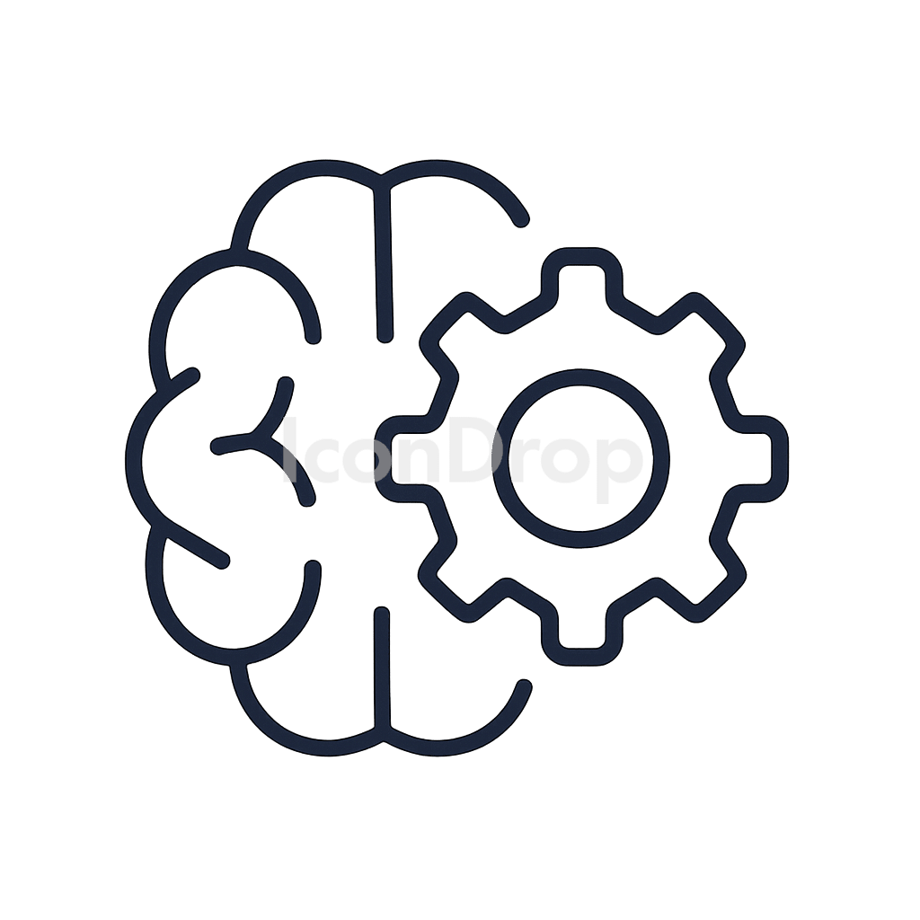 Brain Gear Icon Outline