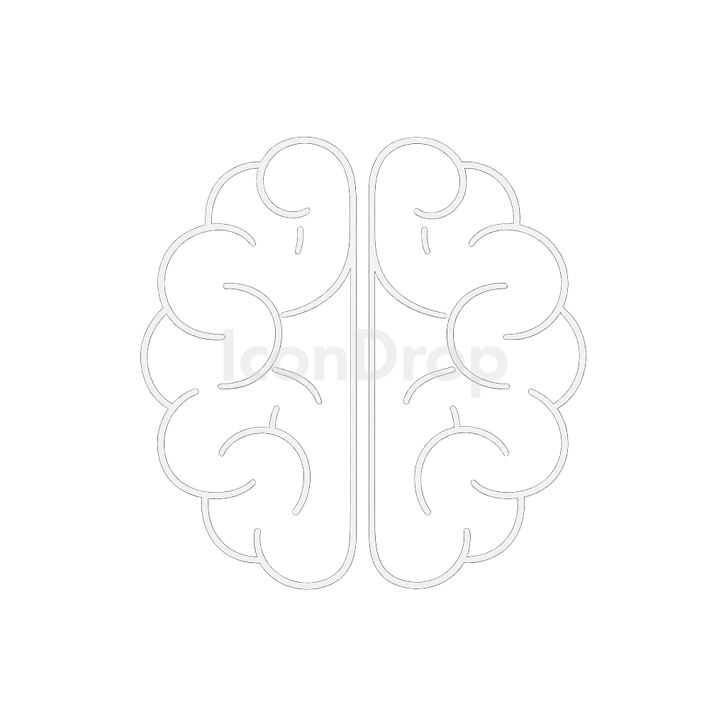 白い脳のアイコン アウトライン