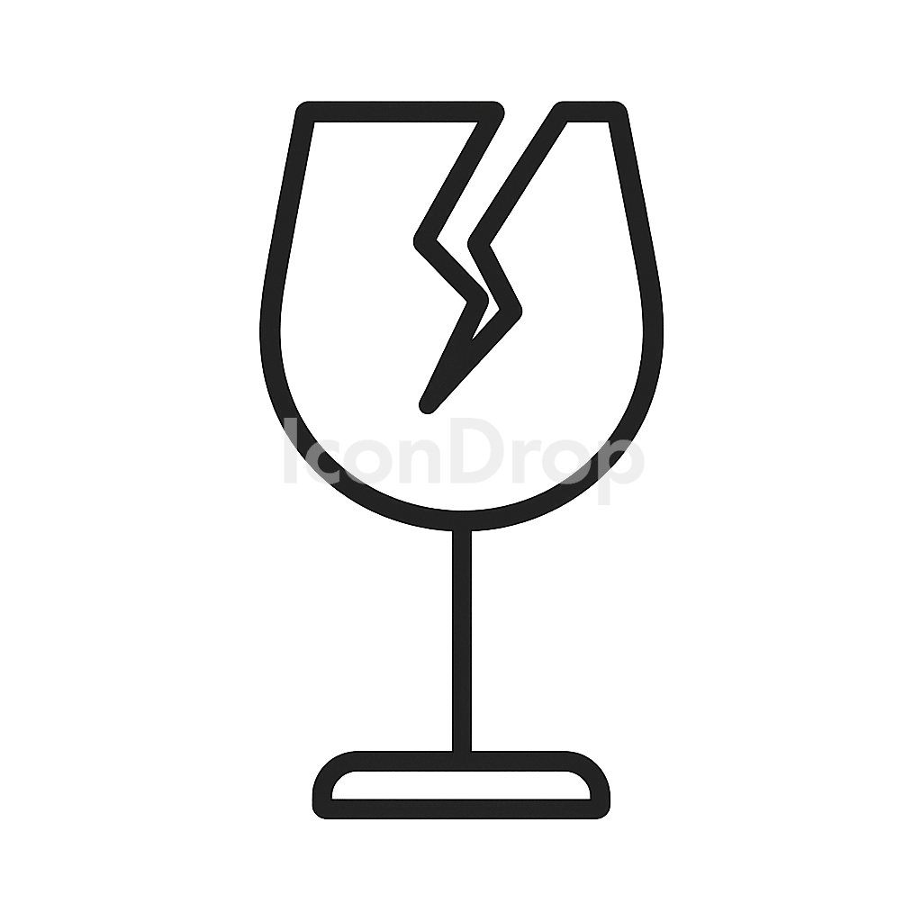Broken Wine Glass Icon Outline