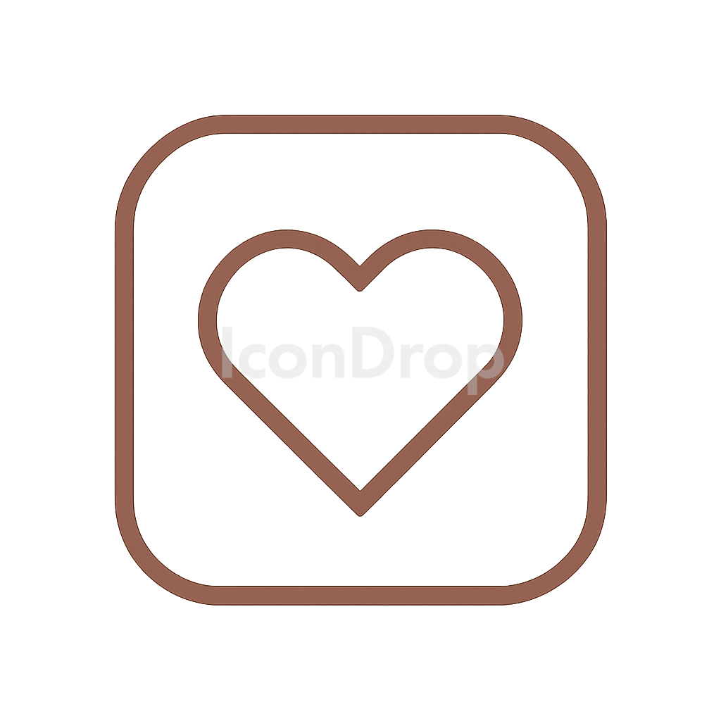 Brown Heart App Icon Outline