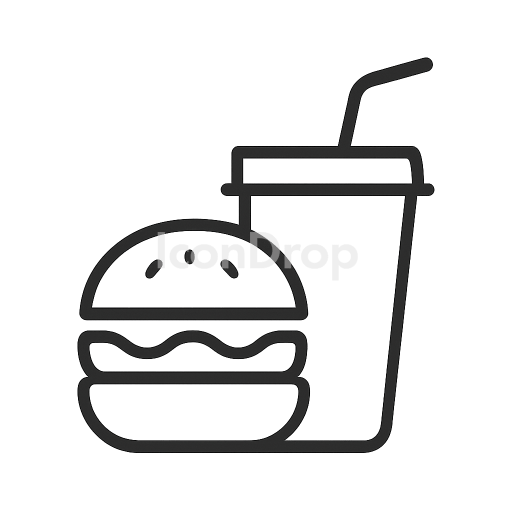 Burger And Drink Icon Outline