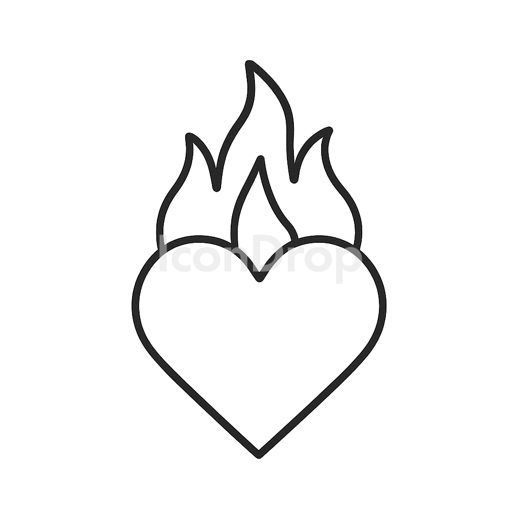 Burning Heart Icon Outline