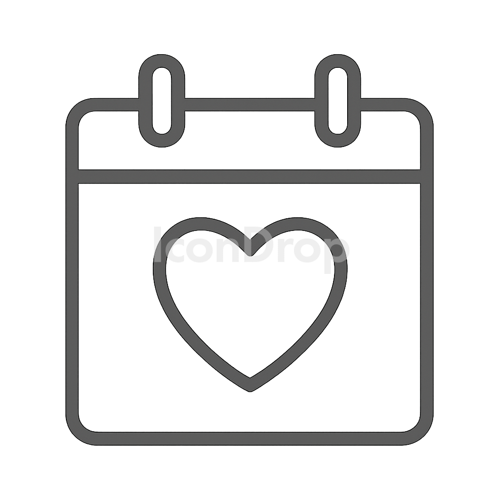 Calendar Heart Icon Outline